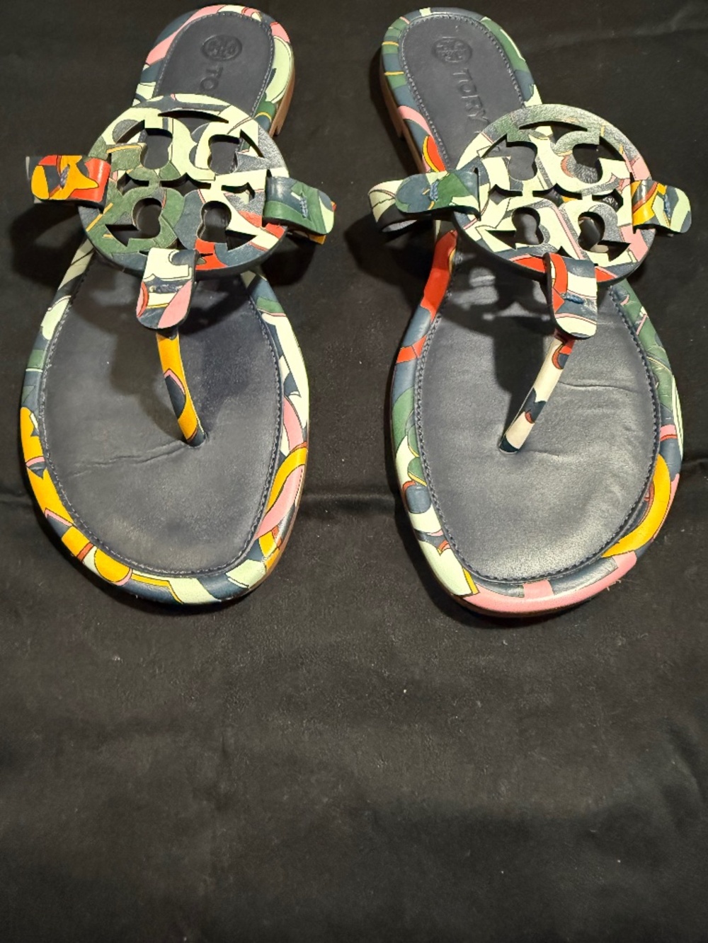 Tory Burch Miller Printed Leather Sandals Size 8